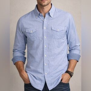 Paper Denim & Cloth Blue Oxford Button Down Shirt XL Classic Preppy Dadcore